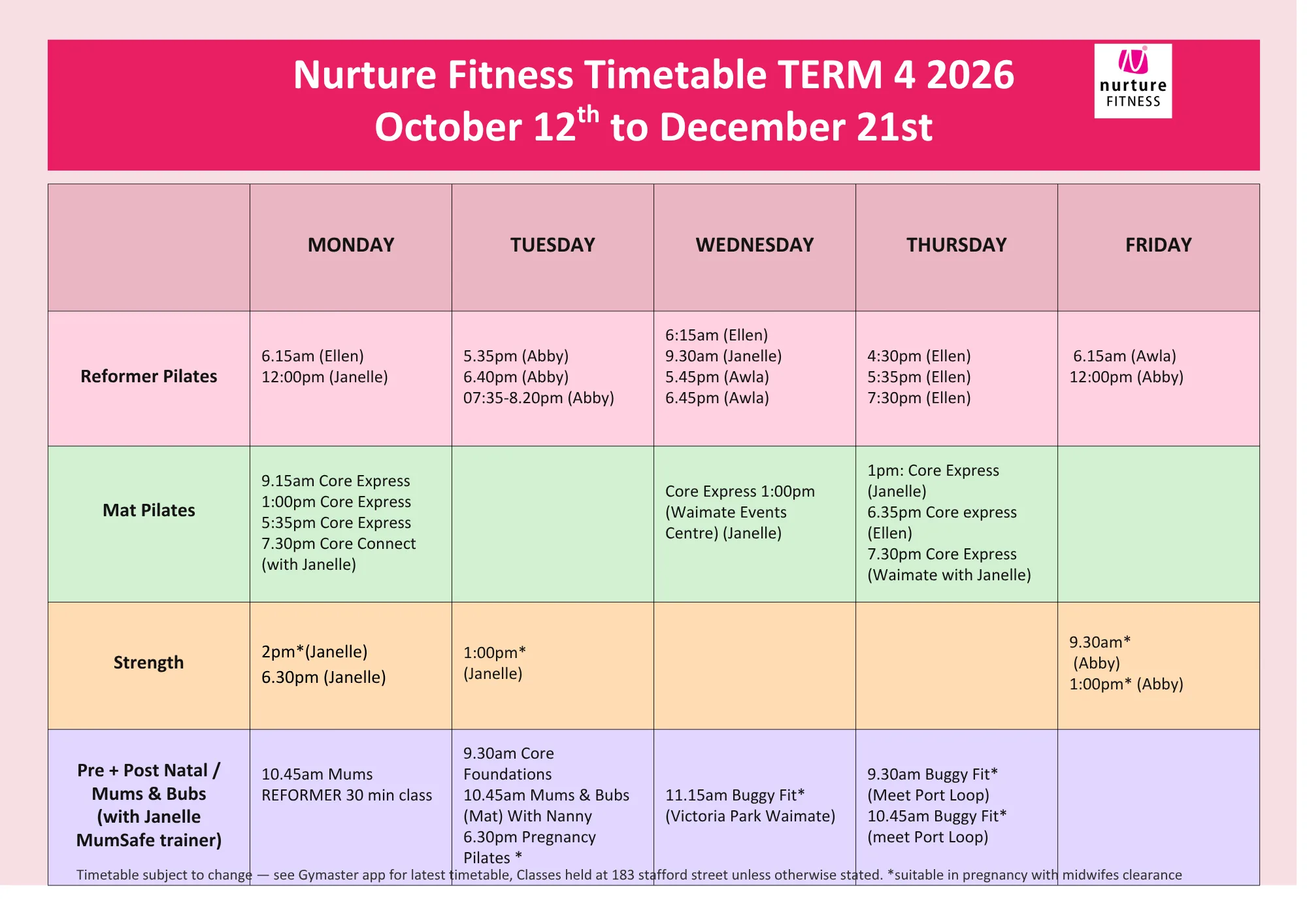 TERM4 Timetable 2026